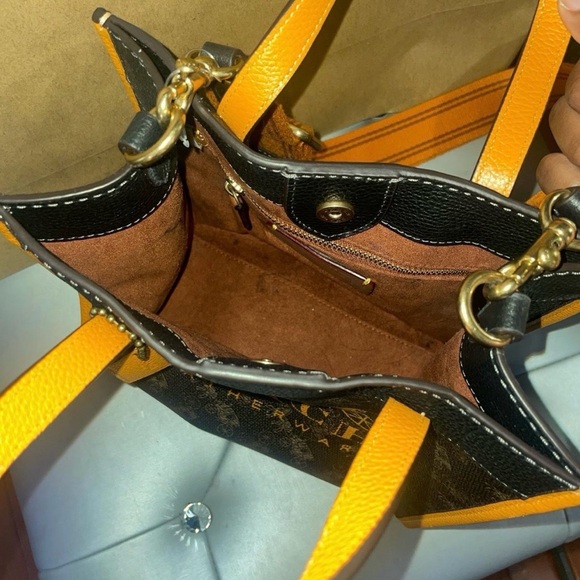 Coach Signature Brown and Orange Tote - Picture 3 of 3